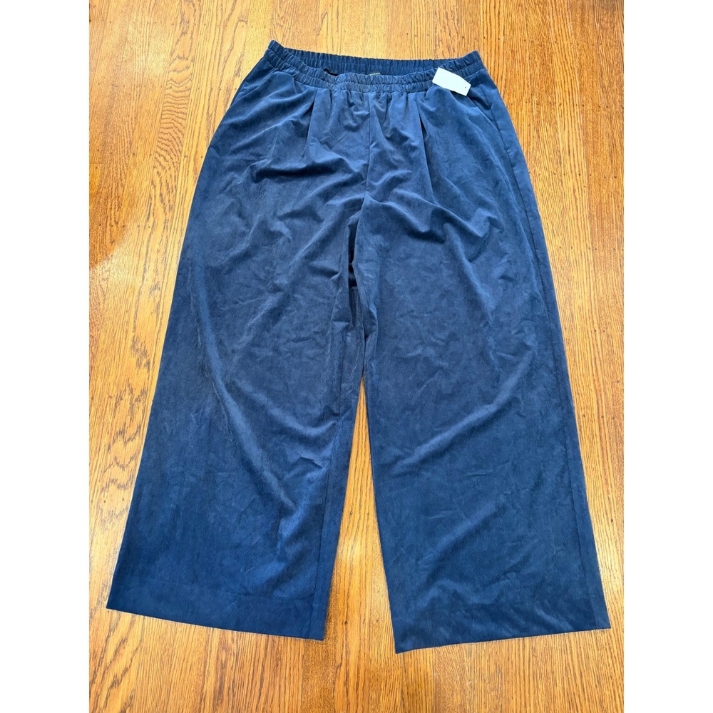 Halogen Navy Blue Corduroy Wide Leg Pants Womens XL NWT Fall Preppy